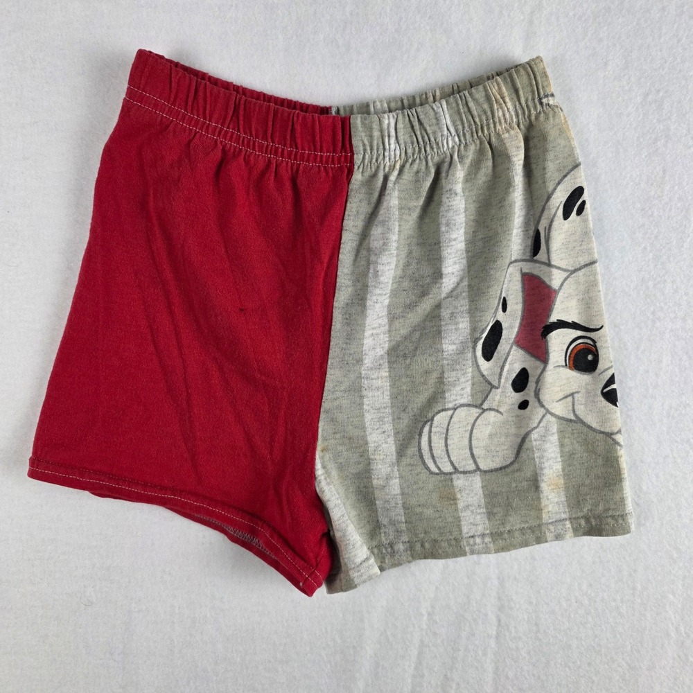 Disney 101 Dalmatians Kids Red Gray Striped Split Graphic Shorts 0535